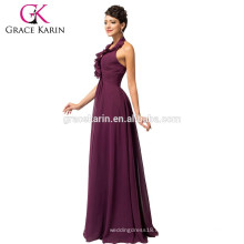 Grace Karin Sexy Design Deep V-Ausschnitt Backless Lange Chiffon Abendkleid Für Fette Frauen CL3435